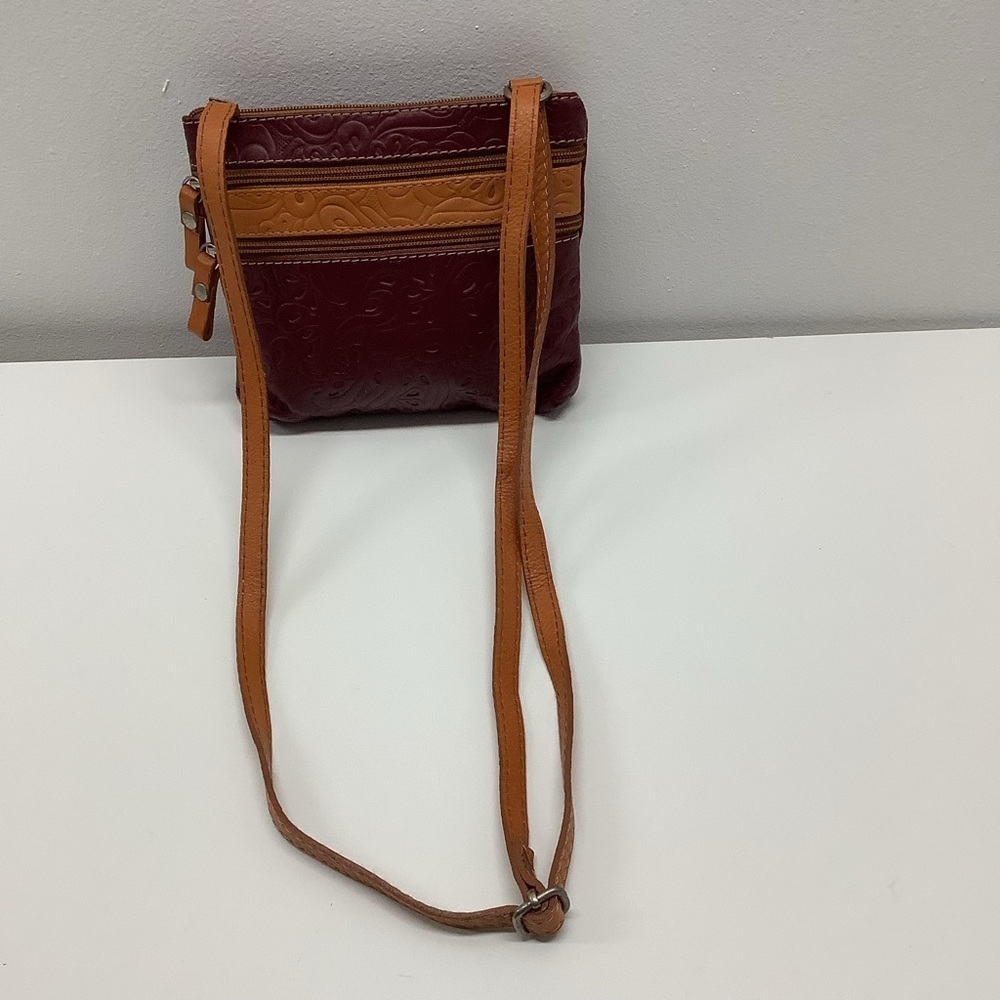 Leather multi color side bag made in Italy Preowned